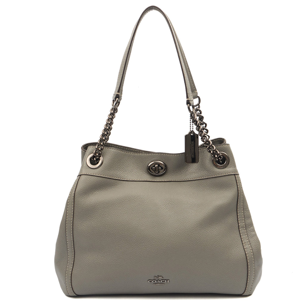 Coach Tote Edie Tote in Grey, Leather — Front View