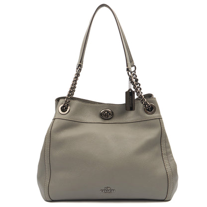 Coach Tote Edie Tote in Grey, Leather — Front View
