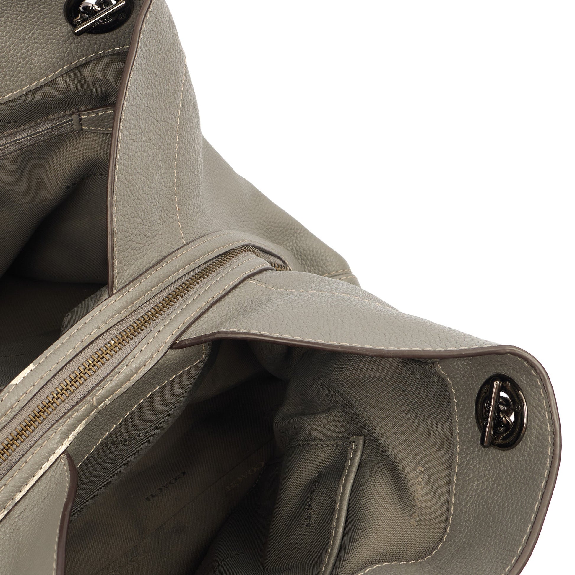 Coach Tote Edie Tote in Grey, Leather — Lifestyle View