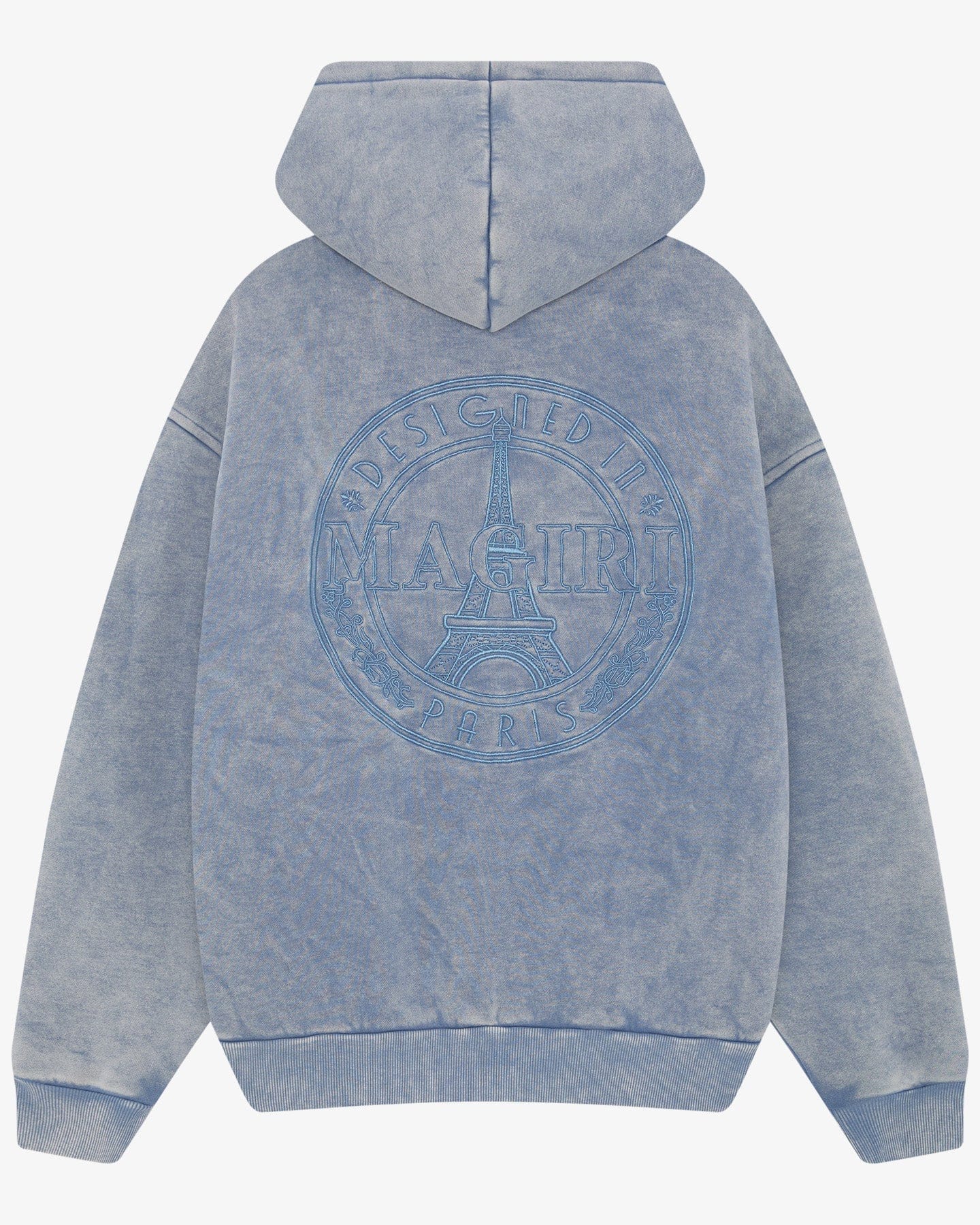 Magiri Embroidered Acid Wash Hoodie 'Washed Blue' — Washed Blue — Size S — Side View