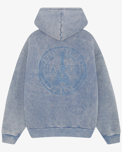 Magiri Embroidered Acid Wash Hoodie 'Washed Blue' — Washed Blue — Size S — Side View