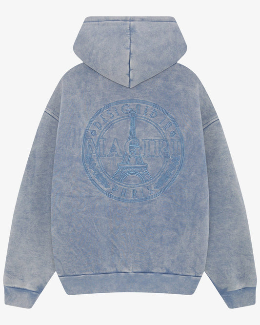 Magiri Embroidered Acid Wash Hoodie 'Washed Blue' — Washed Blue — Size S — Side View