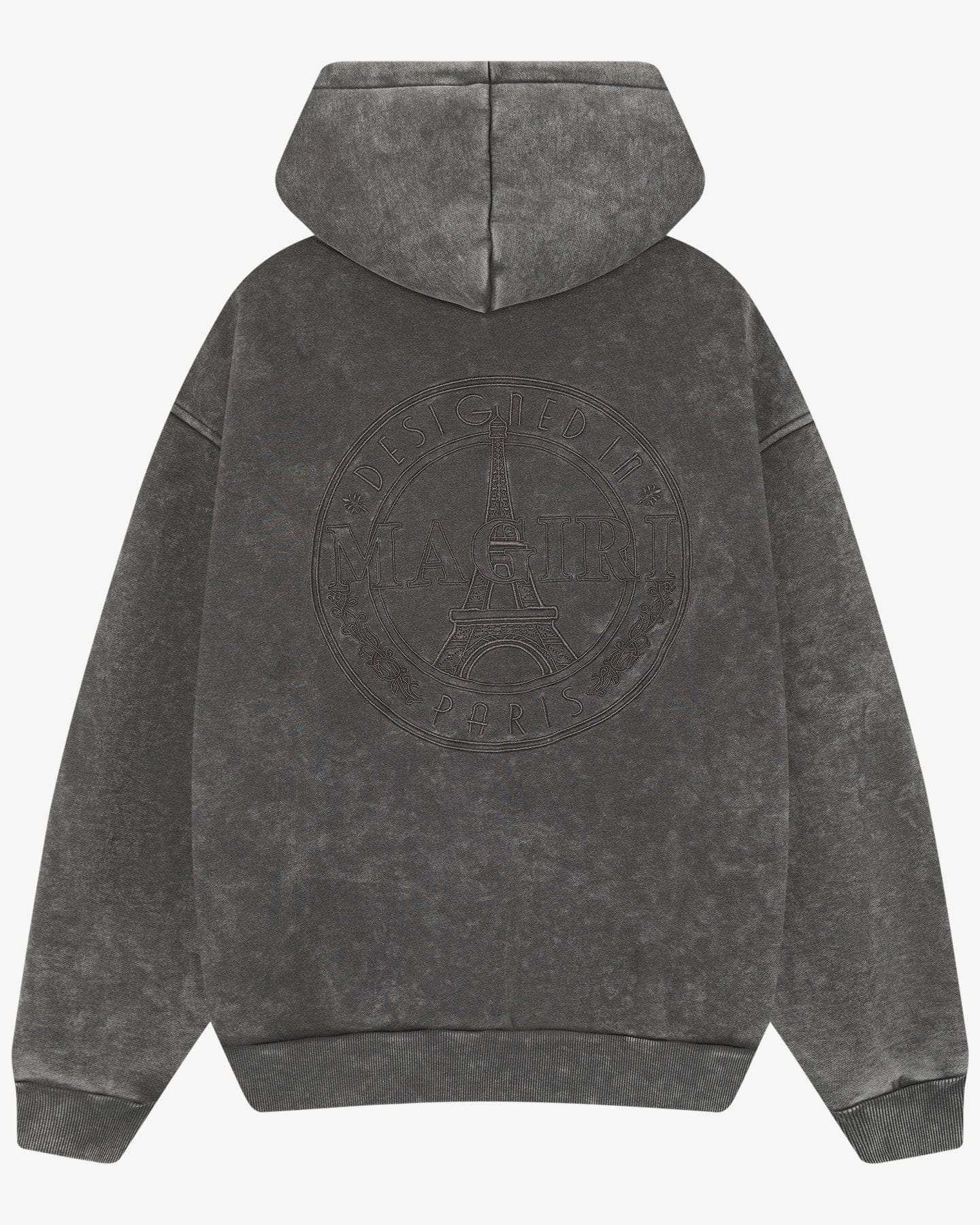 Magiri Embroidered Acid Wash Hoodie 'Washed Grey' — Washed Grey — Size S — Side View