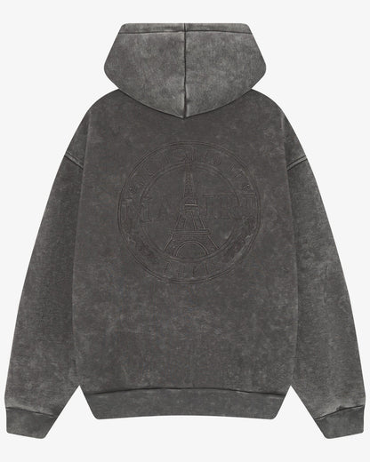 Magiri Embroidered Acid Wash Hoodie 'Washed Grey' — Washed Grey — Size S — Side View