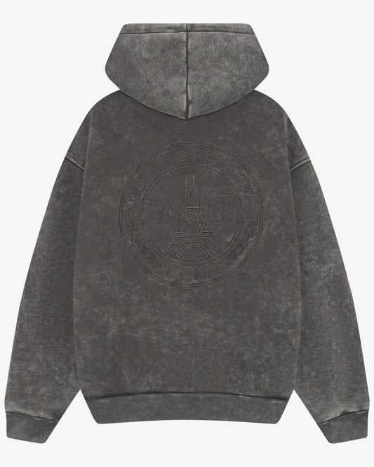 Magiri Embroidered Acid Wash Hoodie 'Washed Grey' — Washed Grey — Size S — Side View