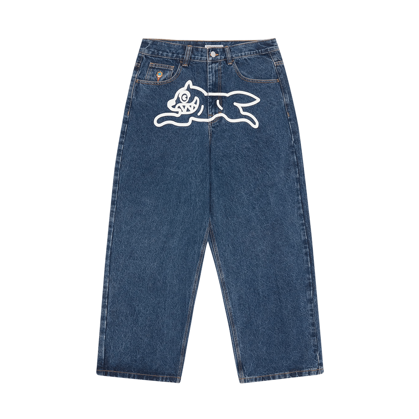 ICECREAM Running Dog Triple Scoop Denim Pants 'Mid Wash Blue' — XXS — Front View