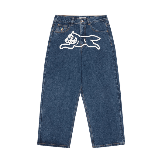 ICECREAM Running Dog Triple Scoop Denim Pants 'Mid Wash Blue' — XXS — Front View