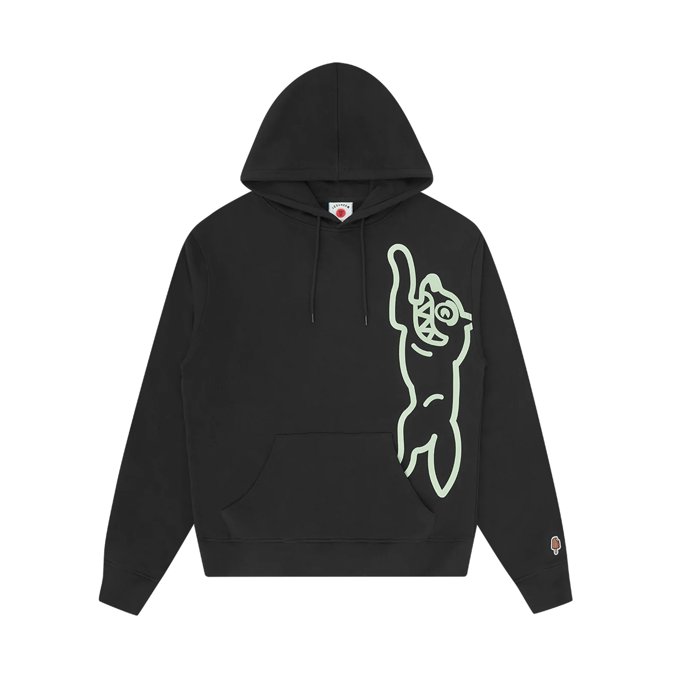 ICECREAM Vertical Jumbo Running Dog Popover Hoodie 'Black' — XXS — Front View