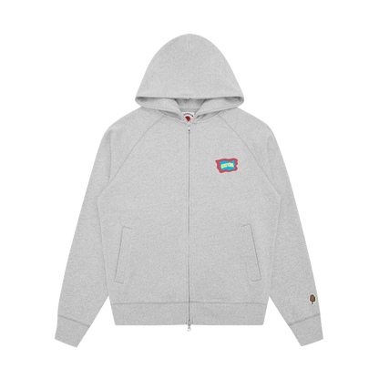 ICECREAM Block Logo Zip Through Hoodie 'Heather Grey' — XXS — Front View