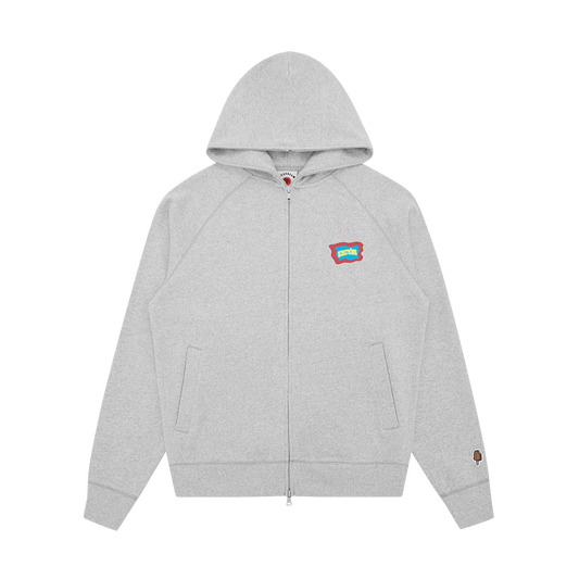 ICECREAM Block Logo Zip Through Hoodie 'Heather Grey' — XXS — Front View