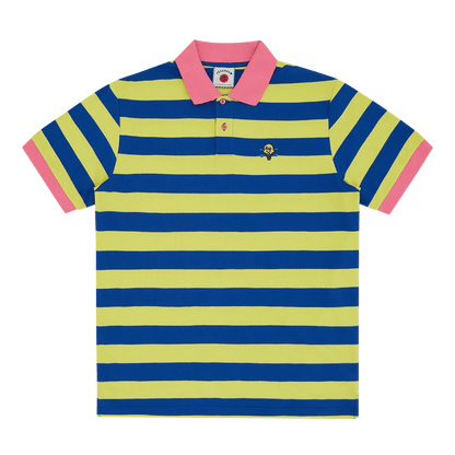 ICECREAM Cones and Bones Striped Polo Shirt 'Slime Green / Blue Stripe' — XXS — Front View