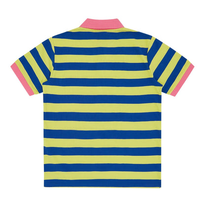 ICECREAM Cones and Bones Striped Polo Shirt 'Slime Green / Blue Stripe' — XXS — Side View