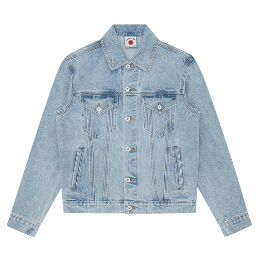 ICECREAM Running Dog Denim Trucker Jacket 'Light Wash Blue' — XXS — Front View