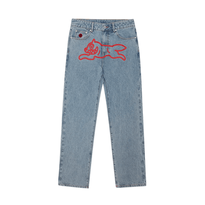ICECREAM Running Dog Denim Pants 'Light Wash Blue' — XXS — Front View