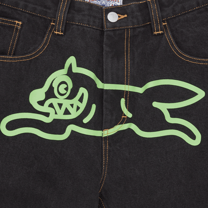 ICECREAM Running Dog Double Scoop Denim Pants 'Black' — XXS — Back View