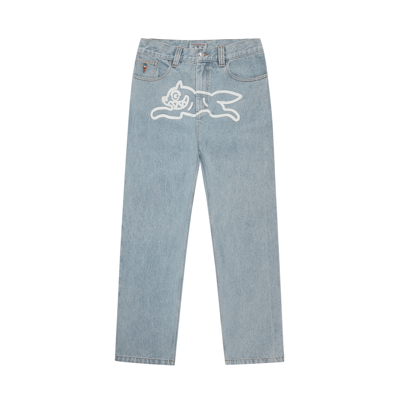 ICECREAM Running Dog Double Scoop Denim Pants 'Heavy Wash Blue' — XXS — Front View