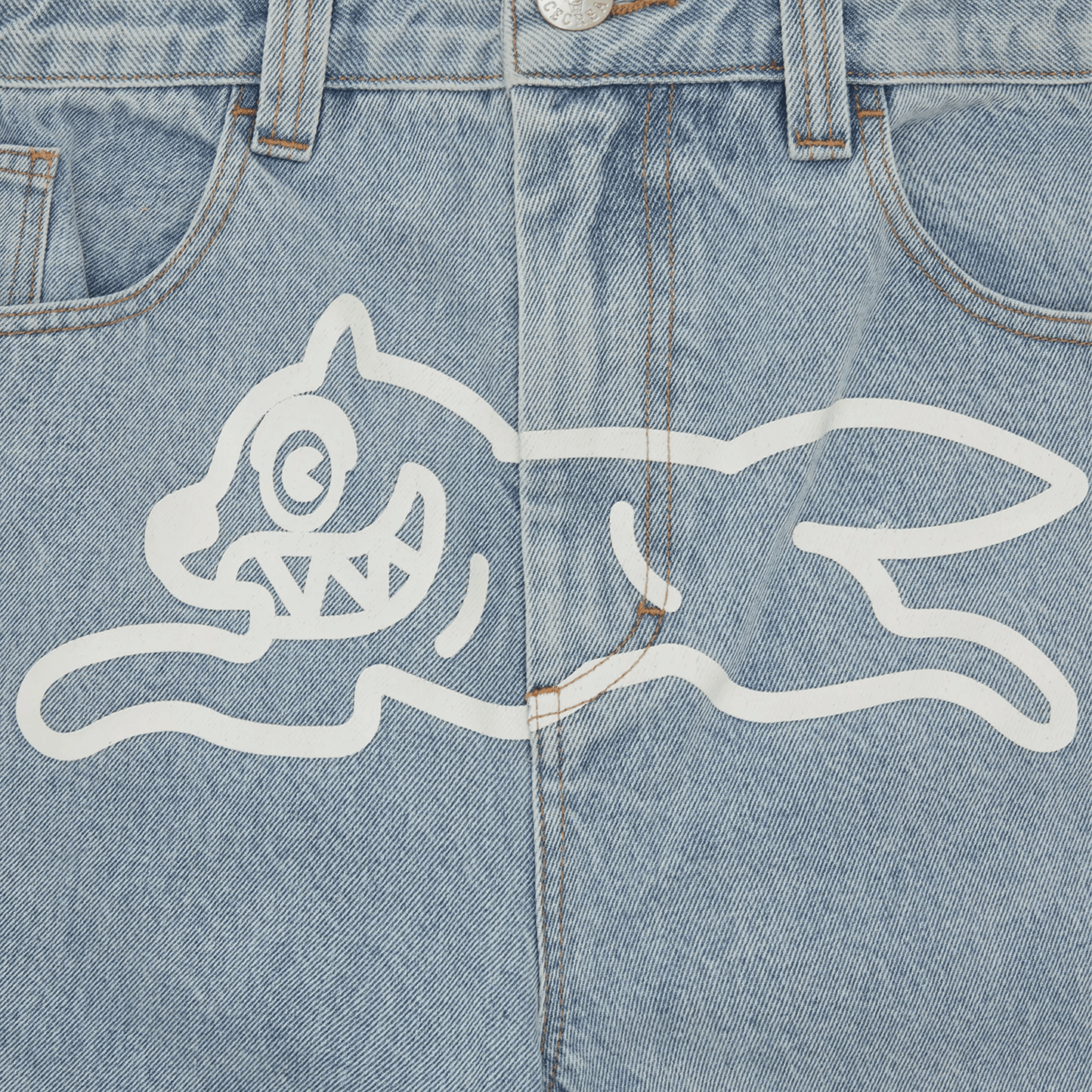 ICECREAM Running Dog Double Scoop Denim Pants 'Heavy Wash Blue' — XXS — Back View