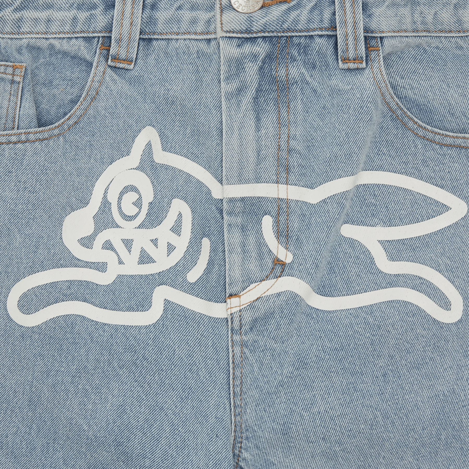 ICECREAM Running Dog Double Scoop Denim Pants 'Heavy Wash Blue' — XXS — Back View