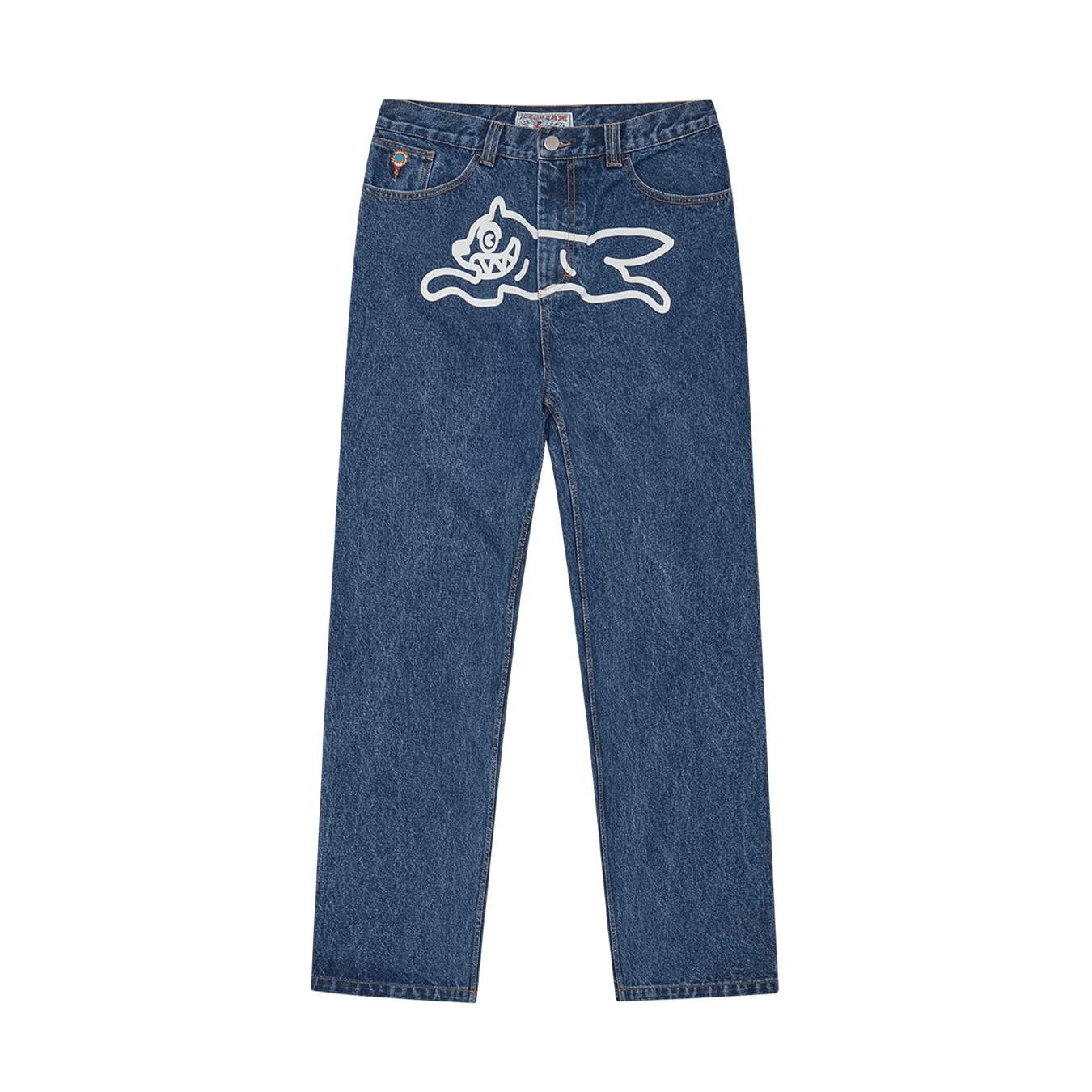 ICECREAM Running Dog Double Scoop Denim Pants 'Mid Wash Blue' — XXS — Front View