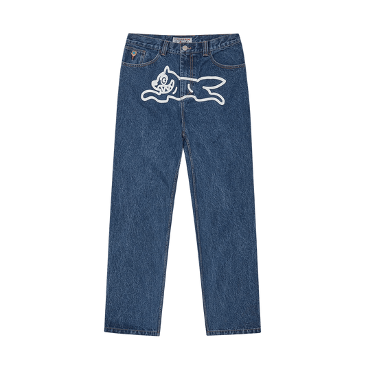 ICECREAM Running Dog Double Scoop Denim Pants 'Mid Wash Blue' — XXS — Front View