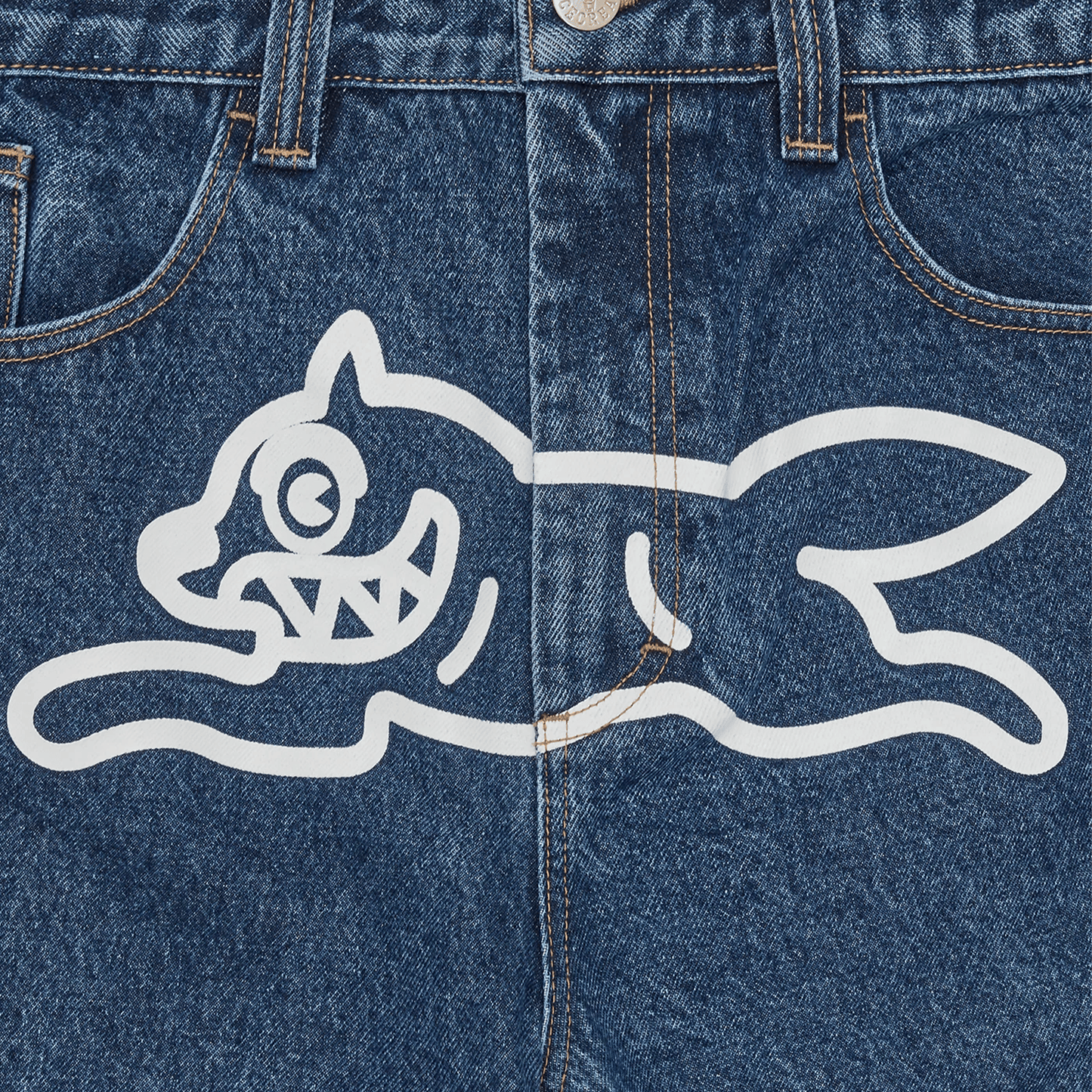 ICECREAM Running Dog Double Scoop Denim Pants 'Mid Wash Blue' — XXS — Back View