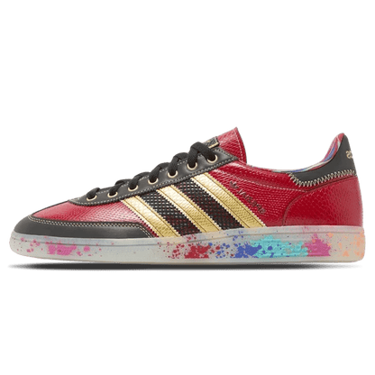 S.E.E.D. x adidas Handball Spezial 'Scarlet Gold Paint Splatter' — UK 3.5 | EU 36 | US 4 — Front View