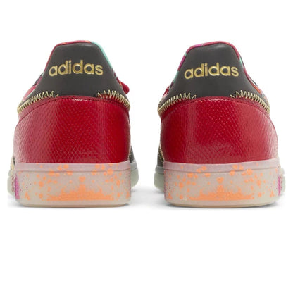 S.E.E.D. x adidas Handball Spezial 'Scarlet Gold Paint Splatter' — UK 3.5 | EU 36 | US 4 — Top View