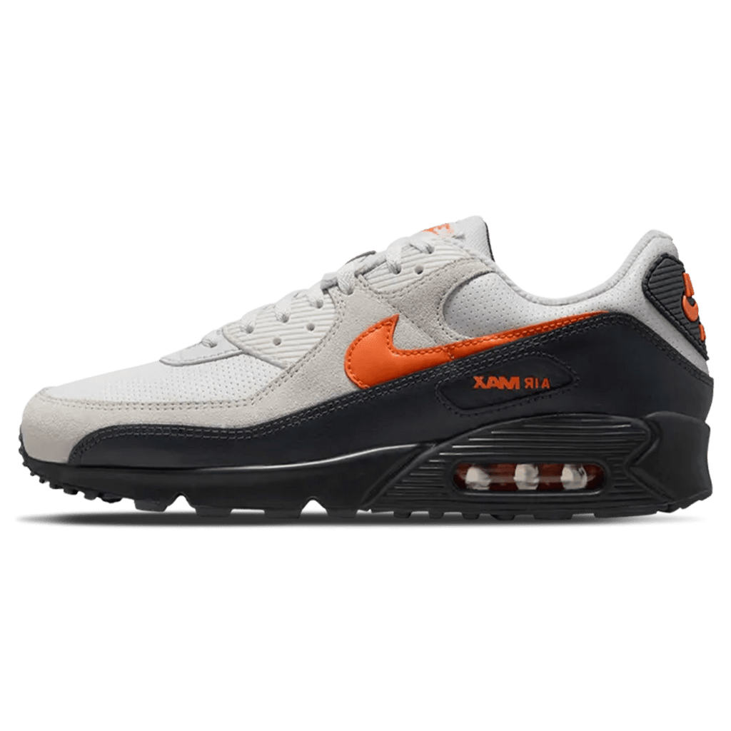 Nike Air Max 90 'Racing Pack - Vast Grey Total Orange' — UK 3 | EU 35.5 | US 3.5 — Front View
