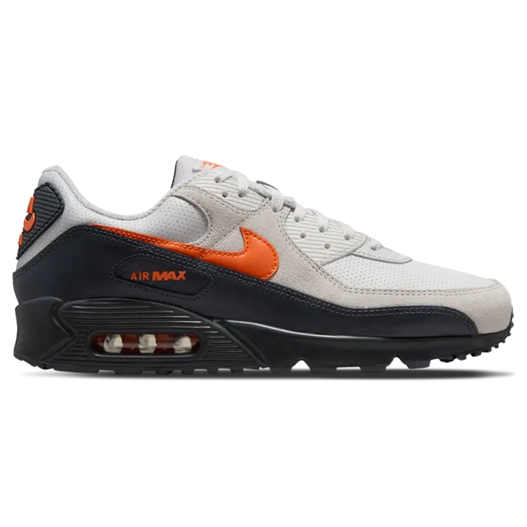 Nike Air Max 90 'Racing Pack - Vast Grey Total Orange' — UK 3 | EU 35.5 | US 3.5 — Side View
