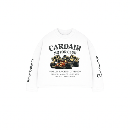 Cardair Motor Club Long Sleeve T Shirt - White — S — Front View
