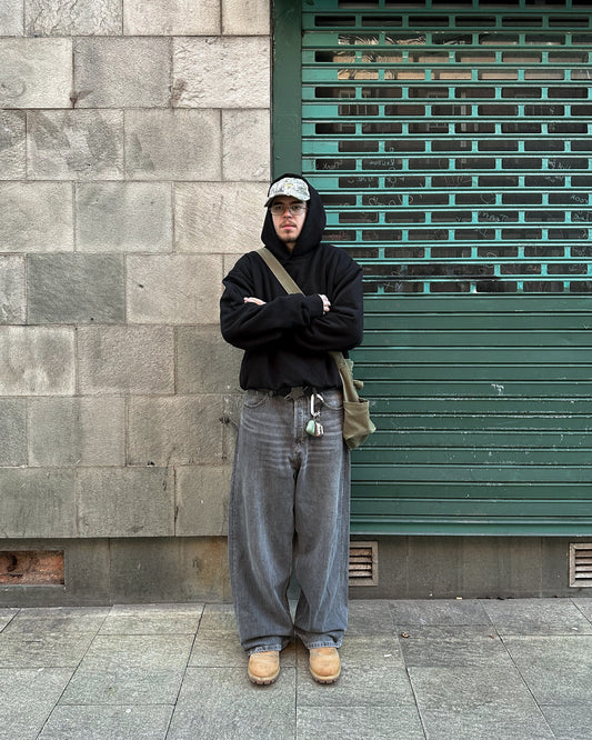 KAIZEN MARKET DOUBLE LAYERED HOODIE MIDNIGHT — XS — Side View