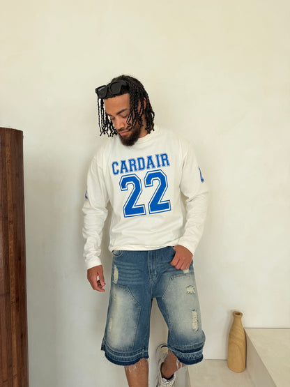 Cardair Varsity Long Sleeve T Shirt - White — S — Side View
