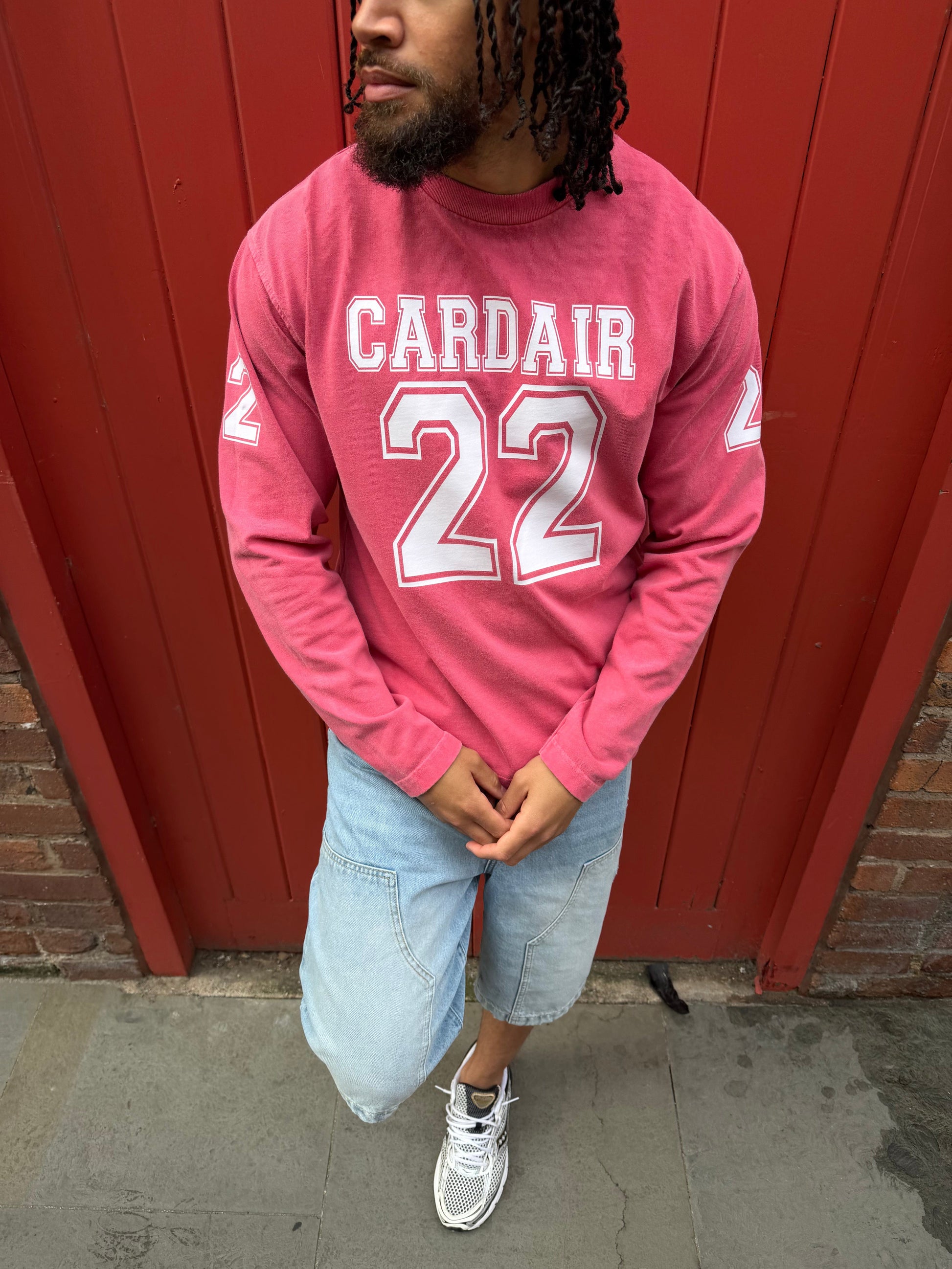 Cardair Varsity Long Sleeve T Shirt - Red — S — Top View