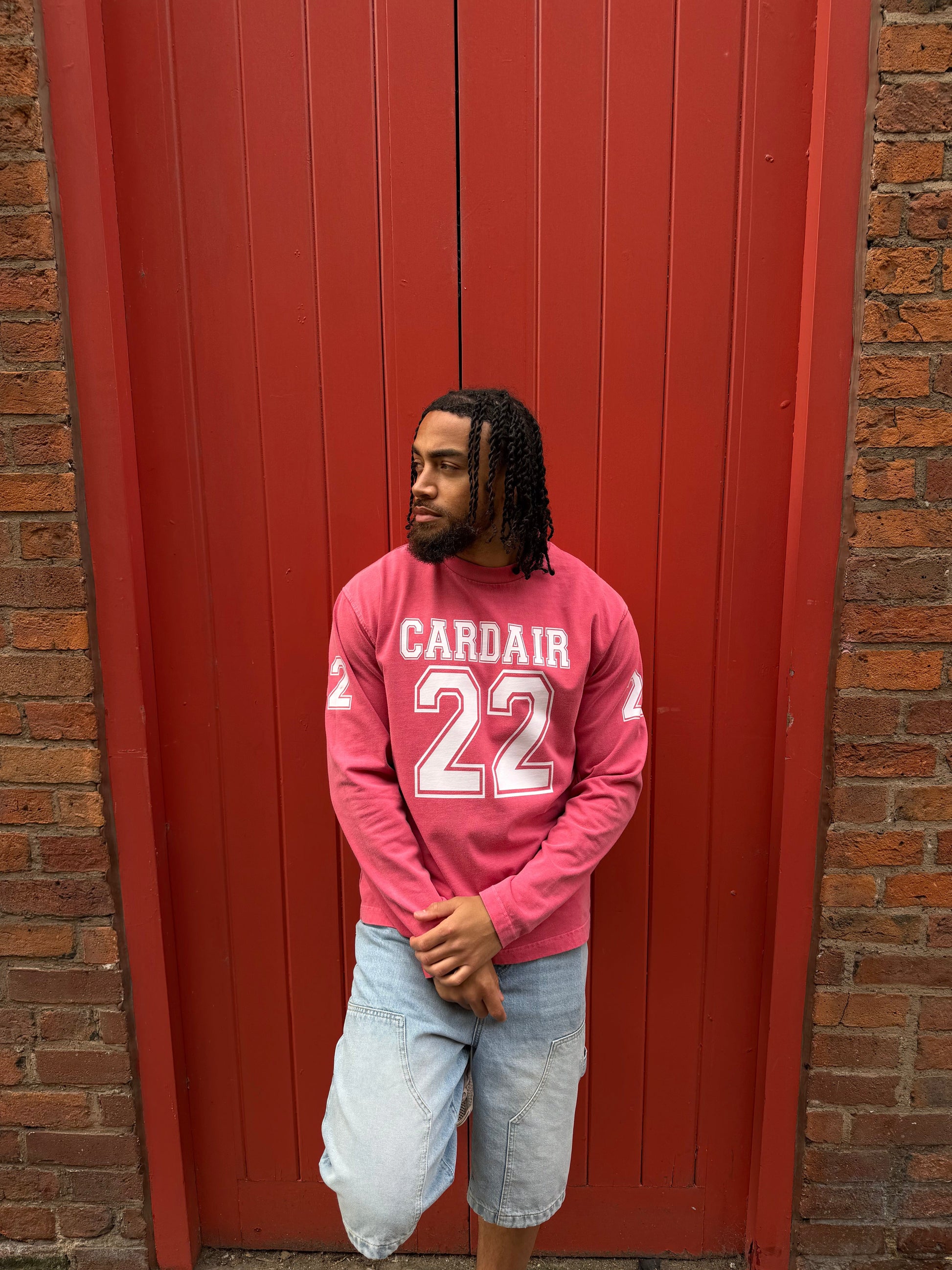 Cardair Varsity Long Sleeve T Shirt - Red — S — Side View