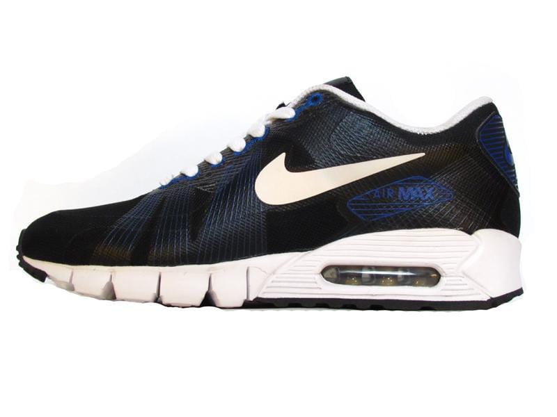 Nike Air Max 90 Current Flywire Black Varsity Royal — UK 3 | EU 35.5 | US 3.5 — Front View