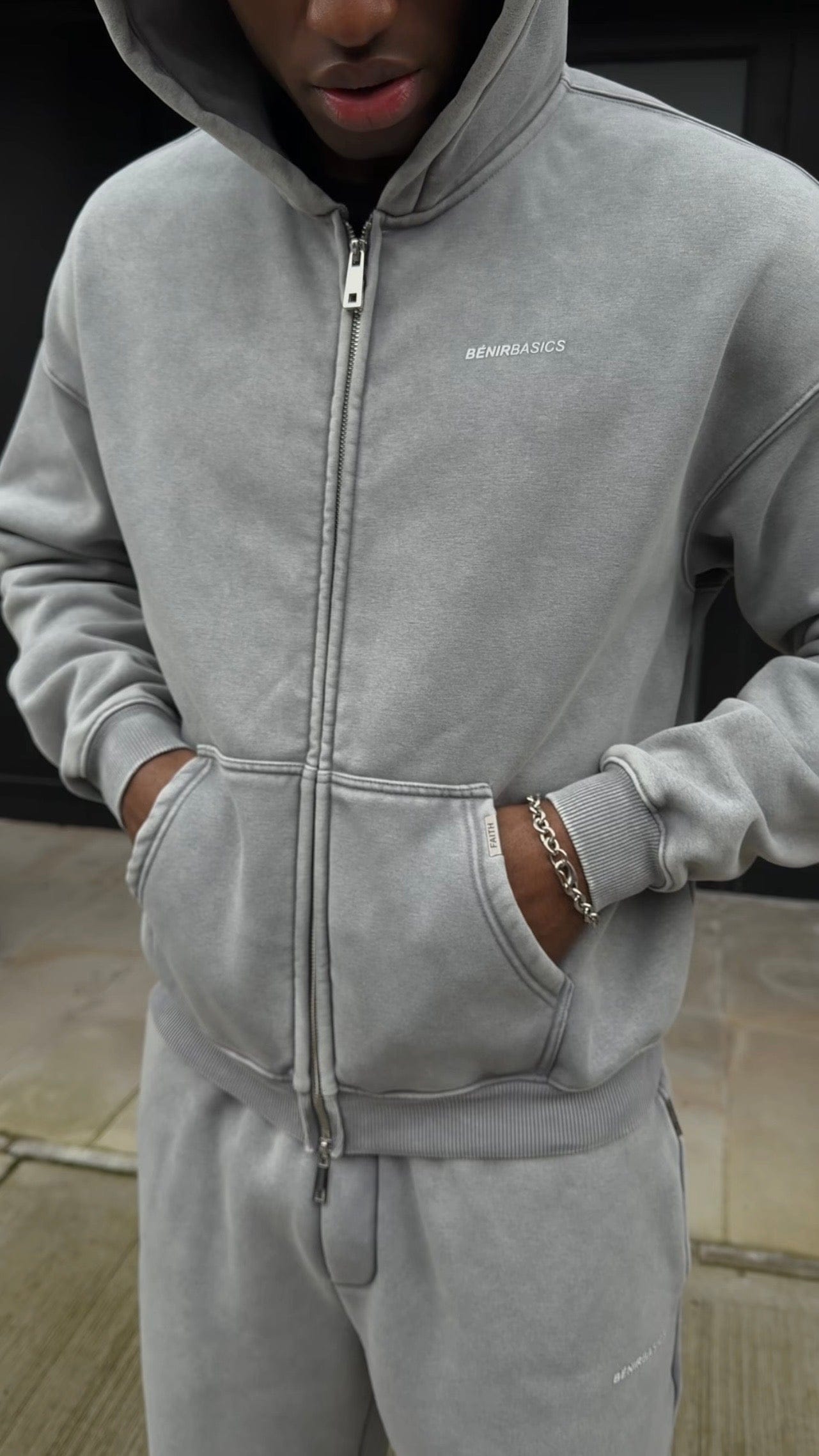 Bénir Club Basics Hoodie - Charcoal — XS — Back View
