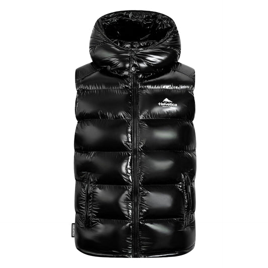 Helvetica Mountain Pioneers Space Sleeveless Hooded Jacket — S — Front View