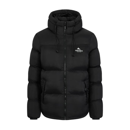 Helvetica Mountain Pioneers Middle Block Hooded Down Jacket — S — Front View
