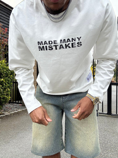Benir Clothing Made Many Mistakes T-Shirt - Off White — XS — Back View