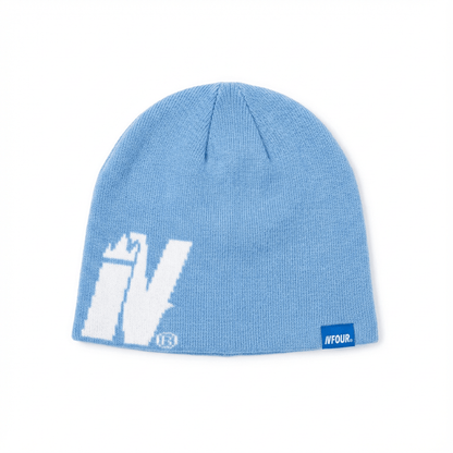Vfour Ldn Monogram Knit Skully — Light Blue — Back View