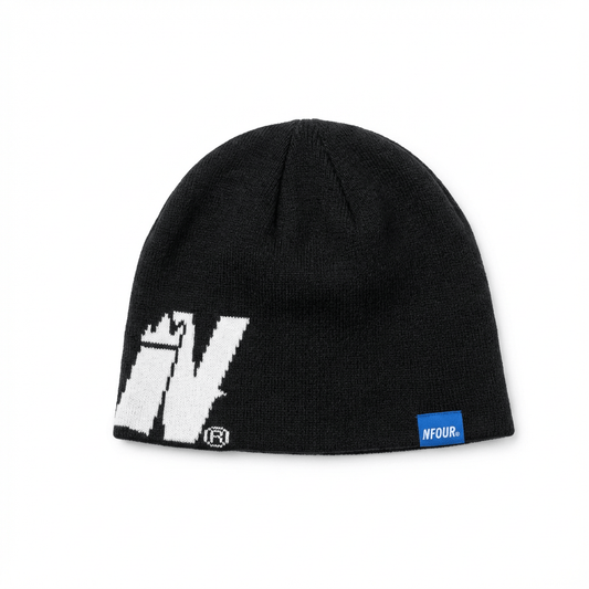 Vfour Ldn Monogram Knit Skully — Light Blue — Side View