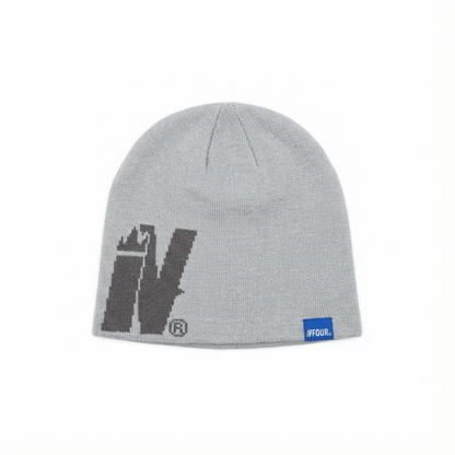 Vfour Ldn Monogram Knit Skully — Light Blue — Front View