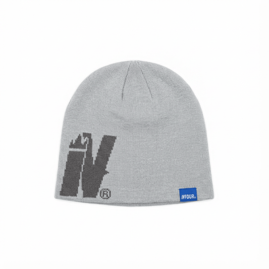 Vfour Ldn Monogram Knit Skully — Light Blue — Front View