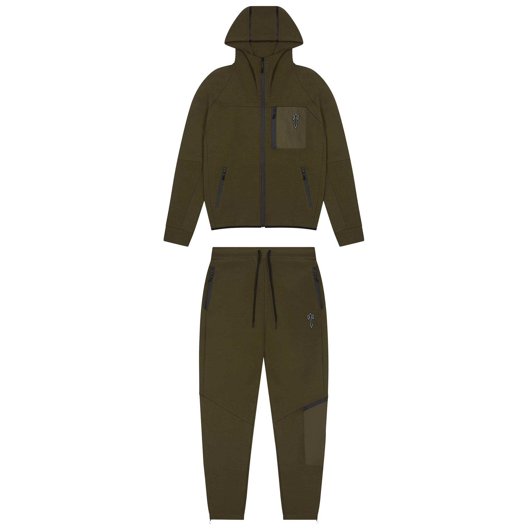 Trapstar Irongate T Fleece Zip Tracksuit-Olive — XXS — Front View