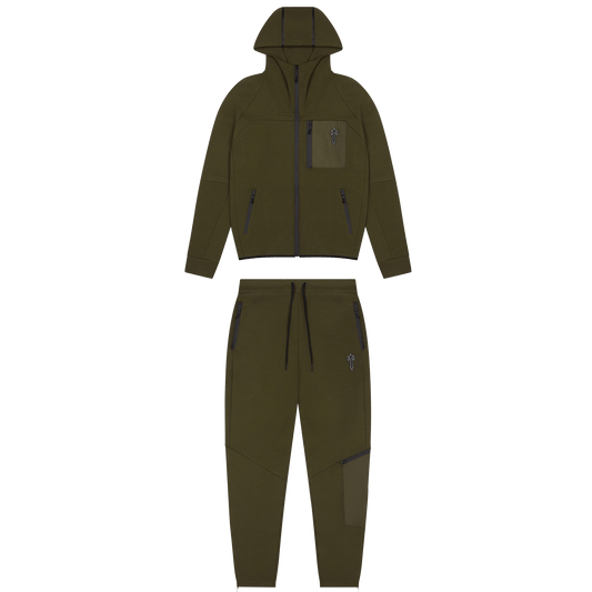 Trapstar Irongate T Fleece Zip Tracksuit-Olive — XXS — Front View