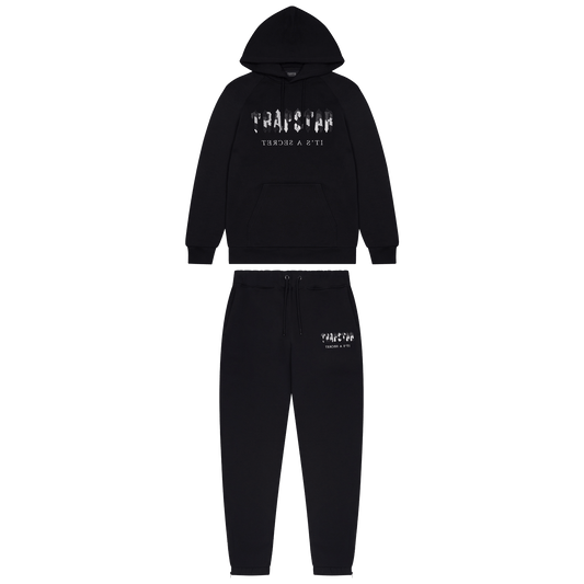 Trapstar Chenille Decoded Hooded Tracksuit - Black Camo Edition — XXS — Front View