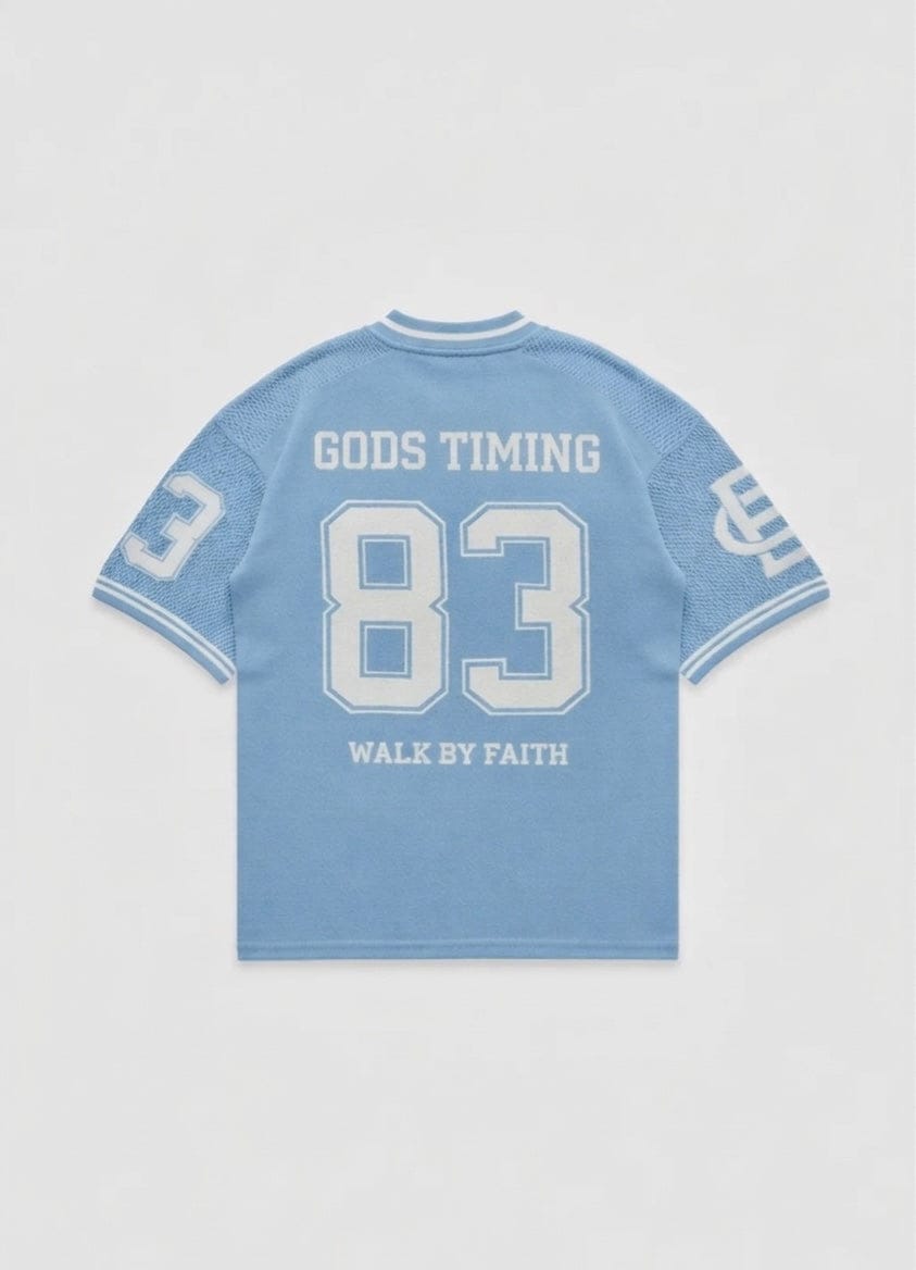 Benir Clothing God’s Timing 83 knit Jersey - Light Blue — XS — Detail View