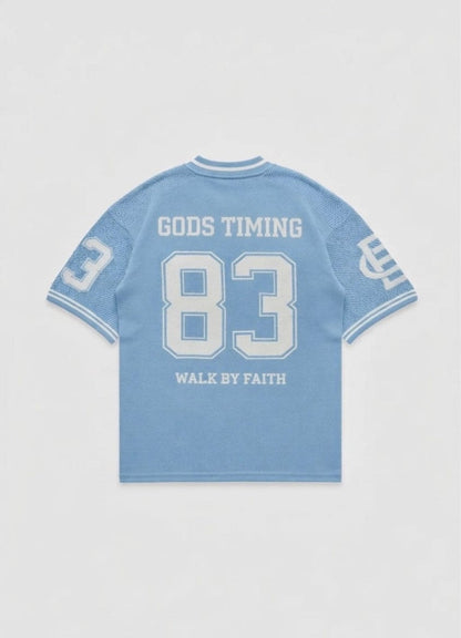 Benir Clothing God’s Timing 83 knit Jersey - Light Blue — XS — Detail View