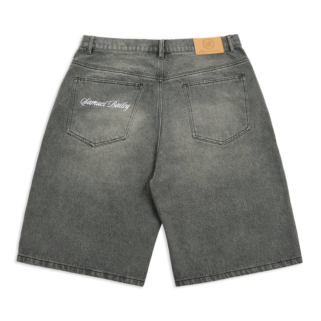 Samuel Bailey Graphite Washed Denim Jorts — S — Side View