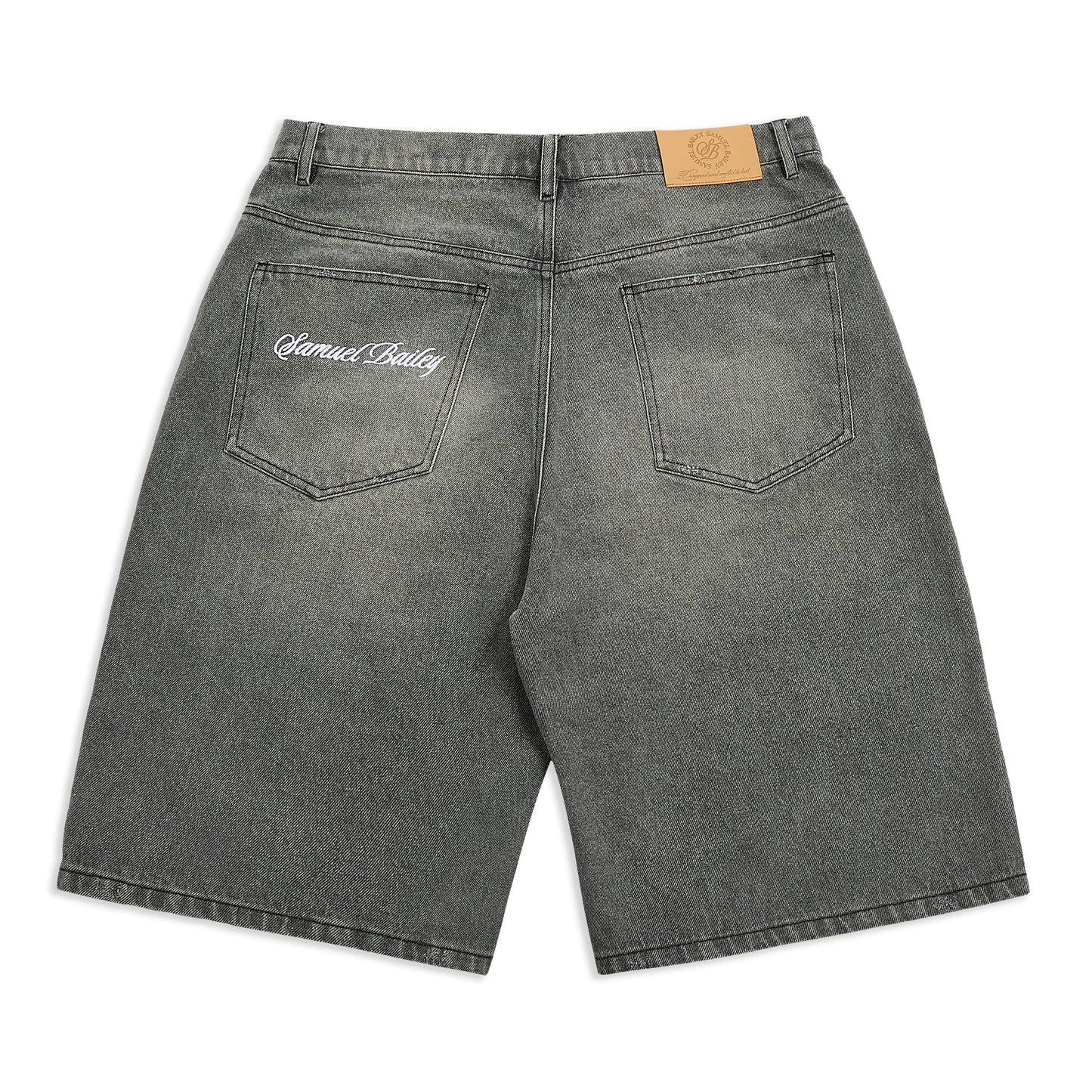 Samuel Bailey Graphite Washed Denim Jorts — S — Side View